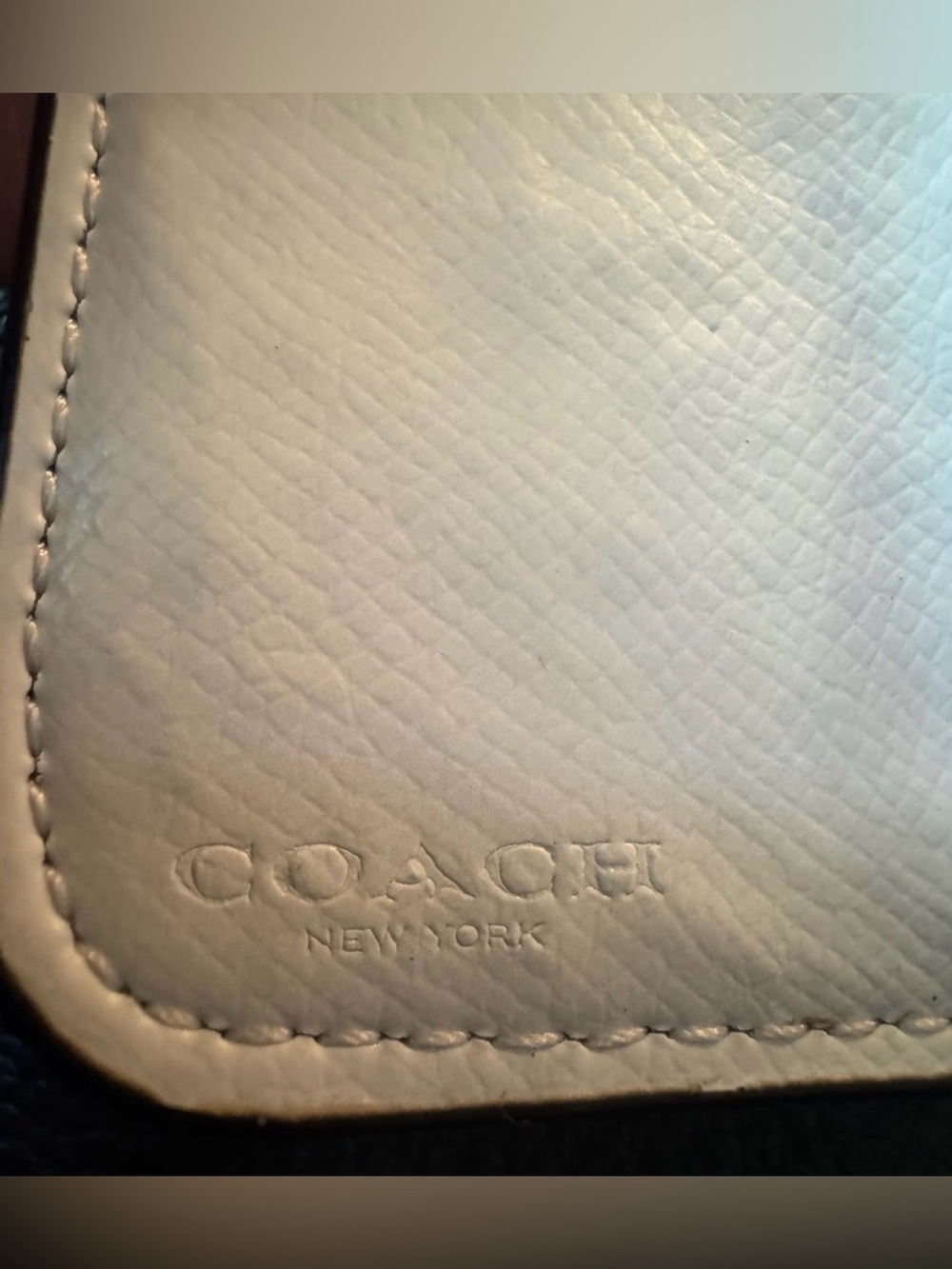 Coach Small Zip Around Wallet Colorblock Chalk Navy Leather ID Card Case - Picture 6 of 6